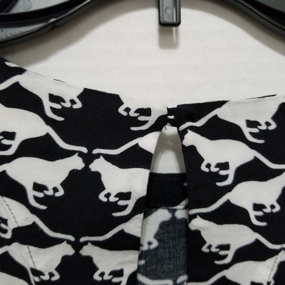 H&M dress 6 Small mod op art kitty cat novelty print tunic shift retro keyhole - Picture 7 of 11